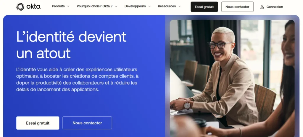 page d'accueil du site internet okta