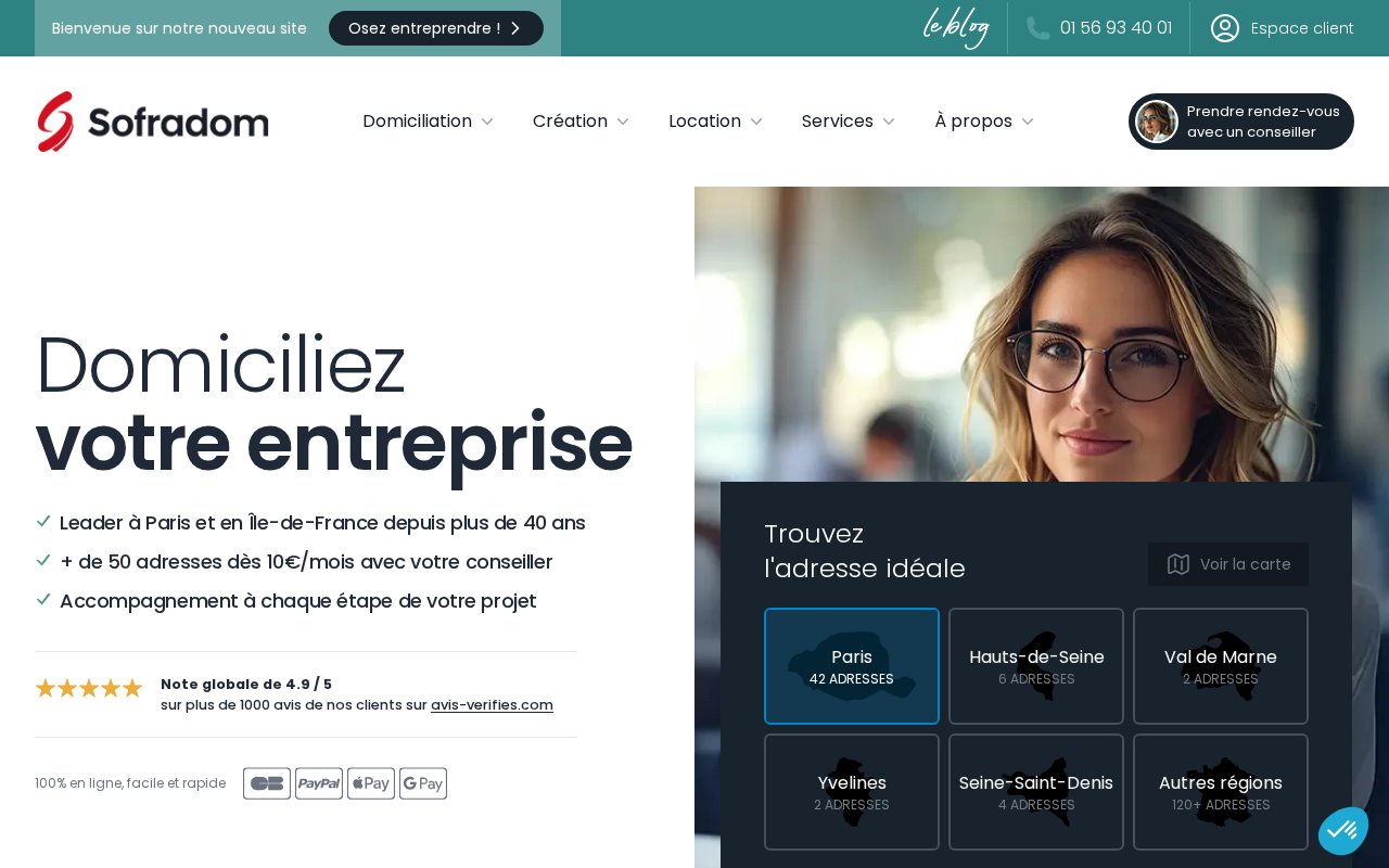 Comment domicilier son entreprise en ligne avec Sofradom ?